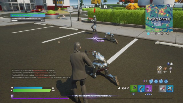 fortnite capitulo 2 temporada 4 desafios semana 4 desafio piratea robots de stark en industrias stark