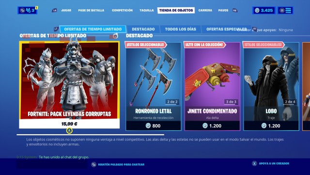fortnite capitulo 2 temporada 4 pack skins leyendas corruptas precio contenidos