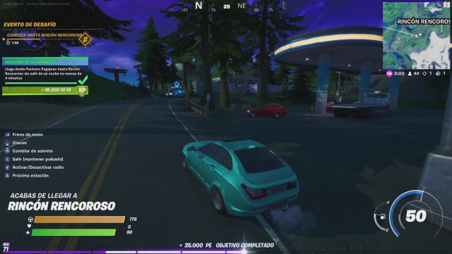 fortnite capitulo 2 temporada 4 desafios semana 5 desafio llega desde pantano pegajoso hasta rincon rencoroso sin salir de un coche en menos de 4 minutos