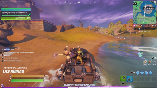 fortnite capitulo 2 temporada 4 desafios semana 10 desafio navega en barco desde la fortilla hasta la autoridad en menos de 4 minutos