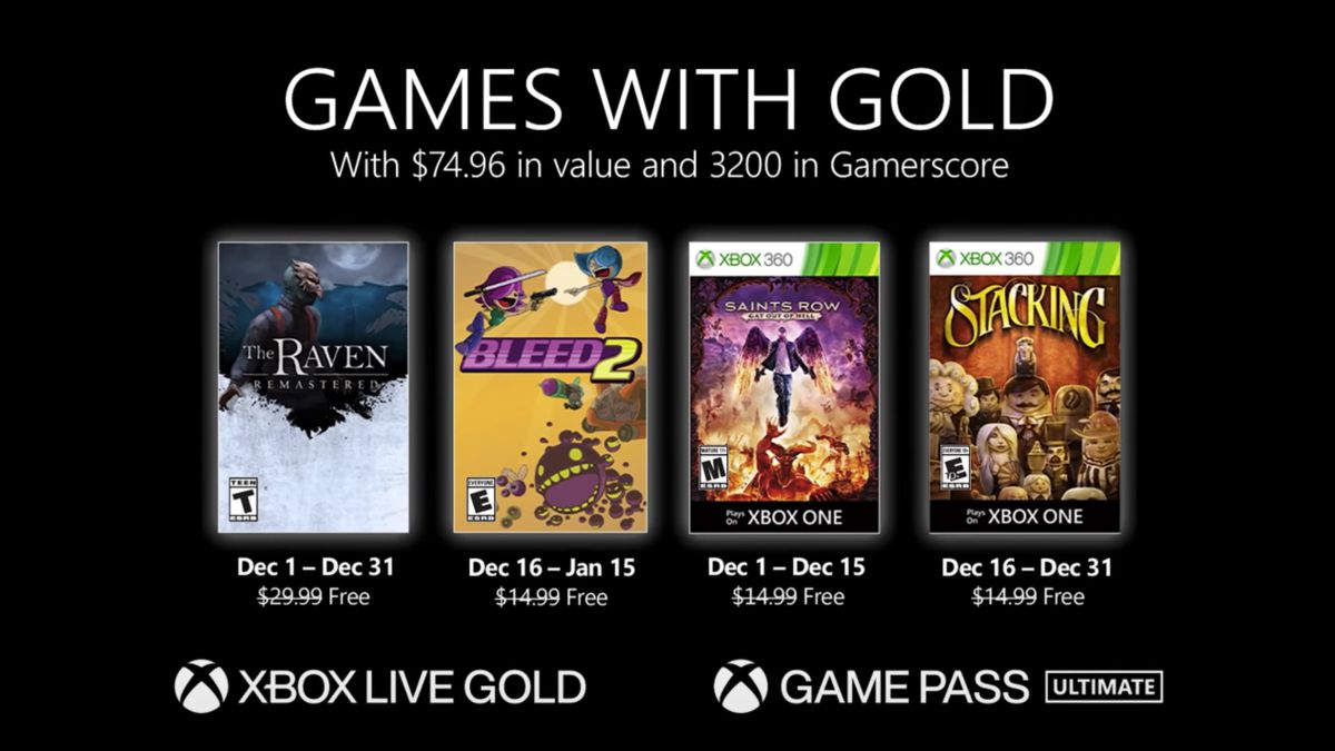 Anunciados los juegos gratis Xbox Live Gold de diciembre de 2020 para Xbox Series y One -