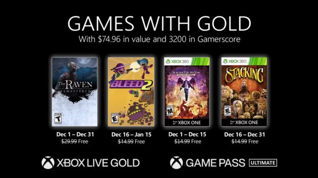 December free games on PS Plus, Xbox Gold, Prime Gaming and Stadia Pro