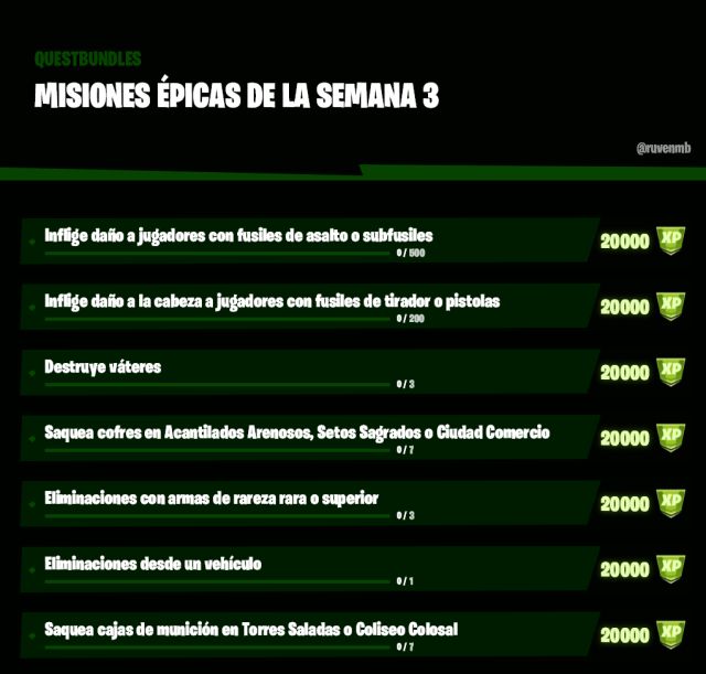 fortnite capitulo 2 temporada 5 desafios misiones filtradas semana 3