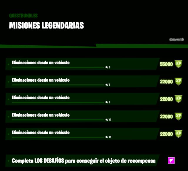 fortnite capitulo 2 temporada 5 desafio mision legendaria semana 3 eliminaciones desde un vehiculo