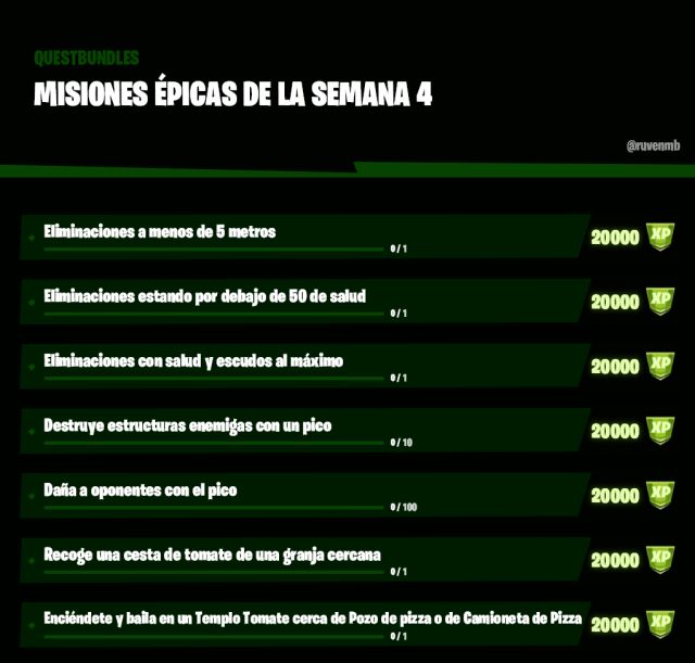 fortnite capitulo 2 temporada 5 desafios misiones filtradas semana 4
