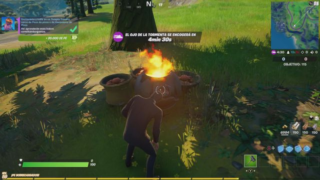 fortnite capitulo 2 temporada 5 desafios misiones semana 4 desafio mision enciendete y baila en un templo tomate cerca de pozo de pizza o camioneta de pizza