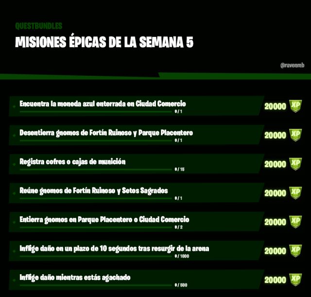 fortnite capitulo 2 temporada 5 desafios misiones filtradas semana 5