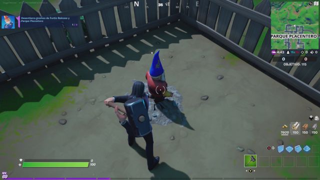 fortnite capitulo 2 temporada 5 desafios misiones semana 5 desafio mision desentierra gnomos de fortin ruinoso y parque placentero