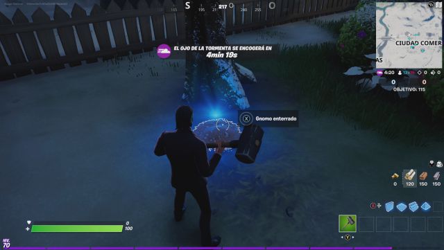 fortnite capitulo 2 temporada 5 desafios misiones semana 5 desafio mision entierra gnomos en parque placentero o ciudad comercio