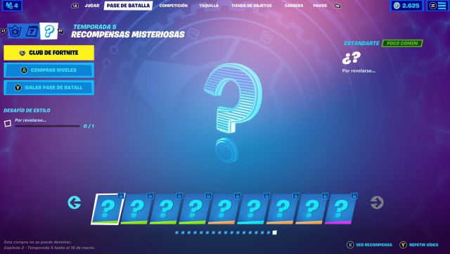 fortnite capitulo 2 temporada 5 recompensas misteriosas lista como conseguirlas