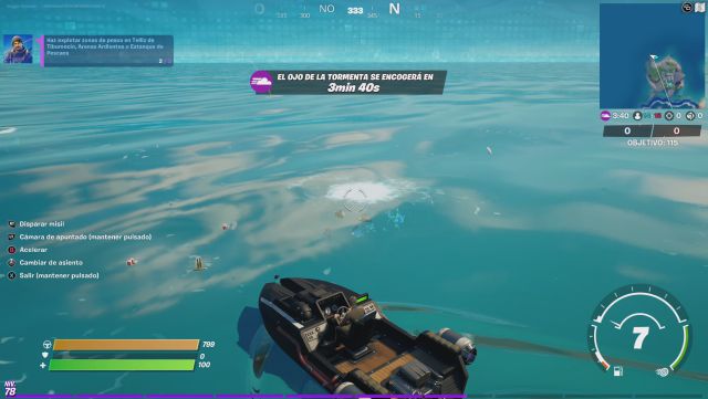 fortnite capitulo 2 temporada 5 desafios misiones semana 6 desafio mision haz explotar zonas de pesca en telliz de tiburoncin arenas ardientes o estanque de pescaos