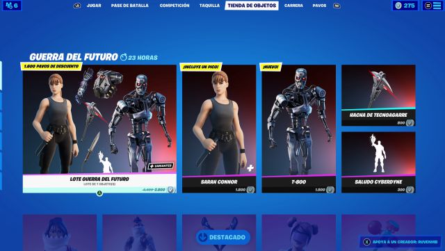 fortnite capitulo 2 temporada 5 skins terminator t-800 sarah connor precio contenidos