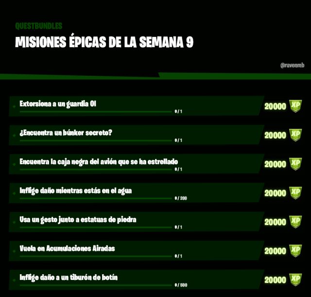 fortnite capitulo 2 temporada 5 desafios misiones filtradas semana 9
