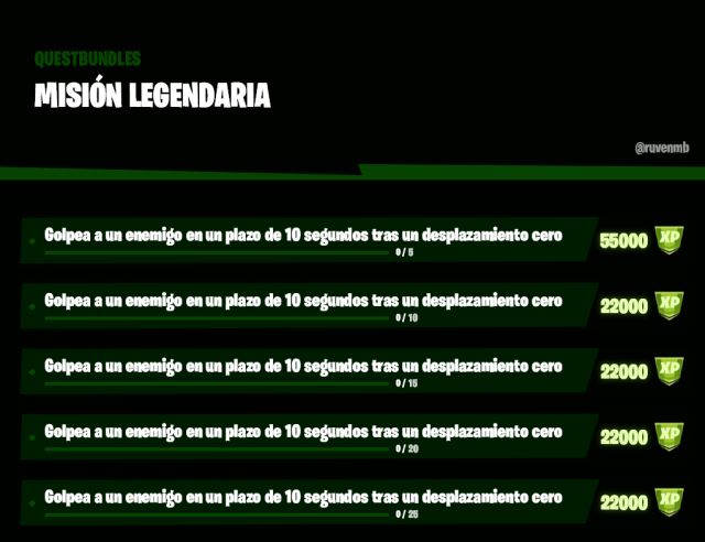 fortnite capitulo 2 temporada 5 desafios misiones semana 12 desafio mision legendaria golpea a un enemigo en un plazo de 10 segundos tras un desplazamiento cero