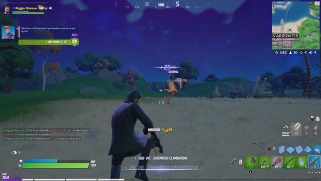 fortnite capitulo 2 temporada 5 desafios misiones semana 12 desafio mision alcanza a diferentes oponentes con un arma arpon