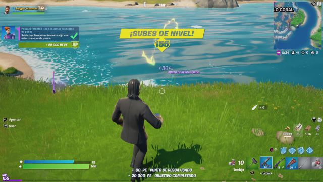 fortnite capitulo 2 temporada 5 desafios misiones semana 12 desafio mision pesca diferentes tipos de armas en puntos de pesca
