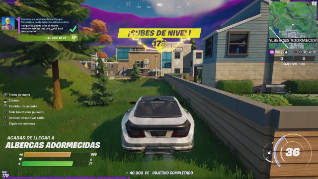 fortnite capitulo 2 temporada 5 desafios misiones semana 14 desafio mision conduce un vehiculo desde parque placentero hasta albercas adormecidas