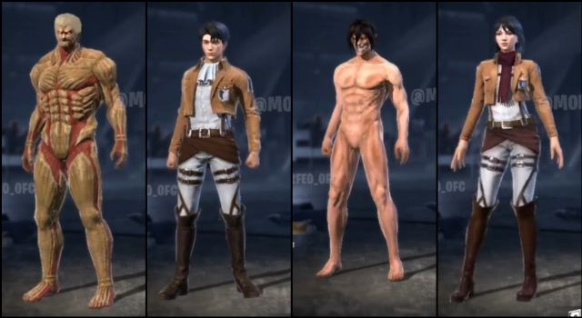 Free Fire Shingeki no Kyojin evento marzo skins titanes iOS Android battle royale Garena
