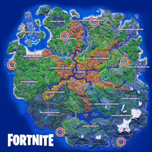 fortnite capitulo 2 temporada 6 bancos de mejora mejorar armas ubicacion personajes