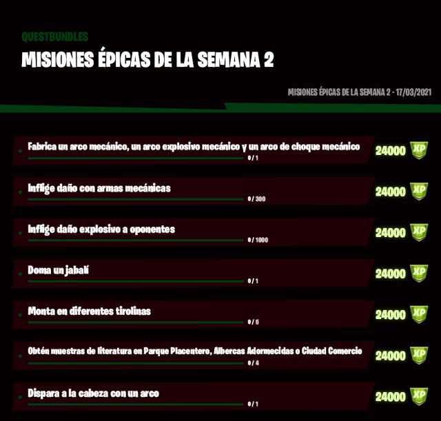 fortnite capitulo 2 temporada 6 desafios misiones semana 2