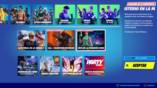 fortnite capitulo 2 temporada 6 misterio en la mansion croft tomb raider mapa creativo