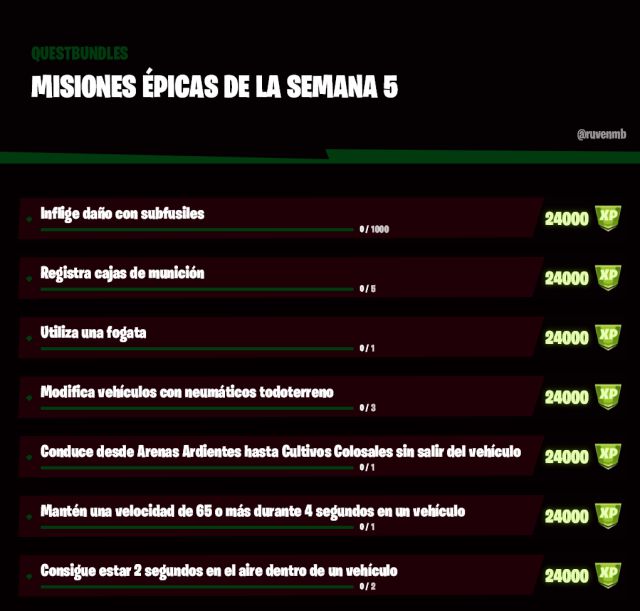 fortnite capitulo 2 temporada 6 desafios misiones semana 5