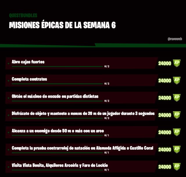 fortnite capitulo 2 temporada 6 desafios misiones semana 6