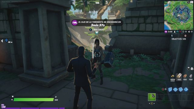 fortnite capitulo 2 temporada 6 desafios misiones la aguja desafio mision reune informacion sobre raz de tarana lara croft raven renacimiento cocomandante o mazorquin
