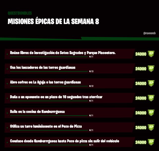 fortnite capitulo 2 temporada 6 desafios misiones filtradas semana 8