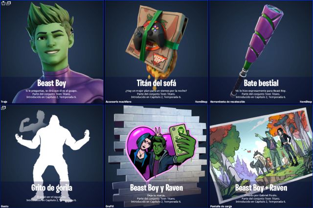 fortnite capitulo 2 temporada 6 skin chico bestia beast boy precio contenidos como conseguirlo