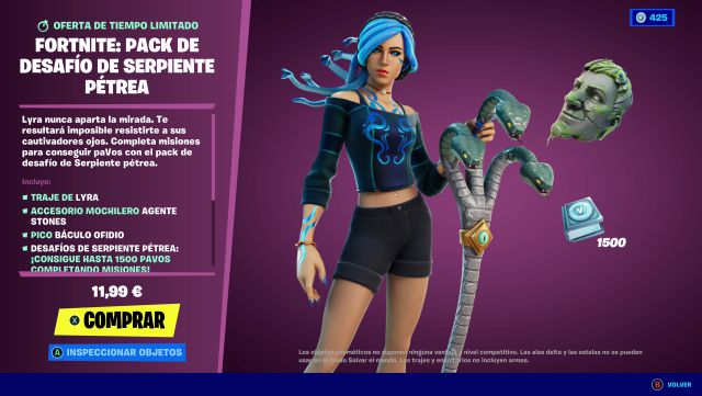 fortnite capitulo 2 temporada 6 pack de desafio serpiente petrea skin lyra precio contenidos