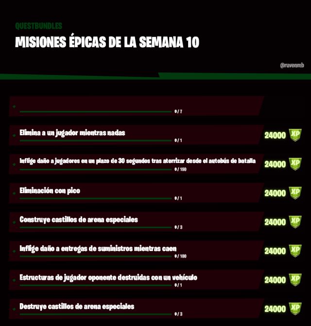 fortnite capitulo 2 temporada 6 desafios misiones filtradas semana 10