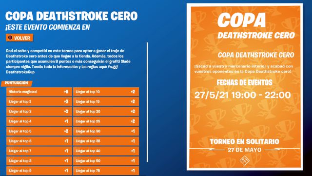 fortnite capitulo 2 temporada 6 skin deathstroke cero gratis copa fechas horarios como participar