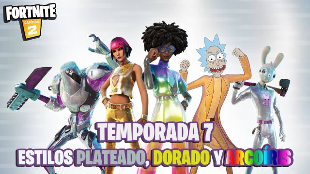 fortnite capitulo 2 temporada 7 skins estilos plata oro arcoiris plateado dorado