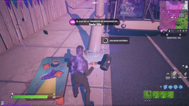 fortnite capitulo 2 temporada 7 desafios misiones semana 3 desafio mision coloca estereos en costa creyente