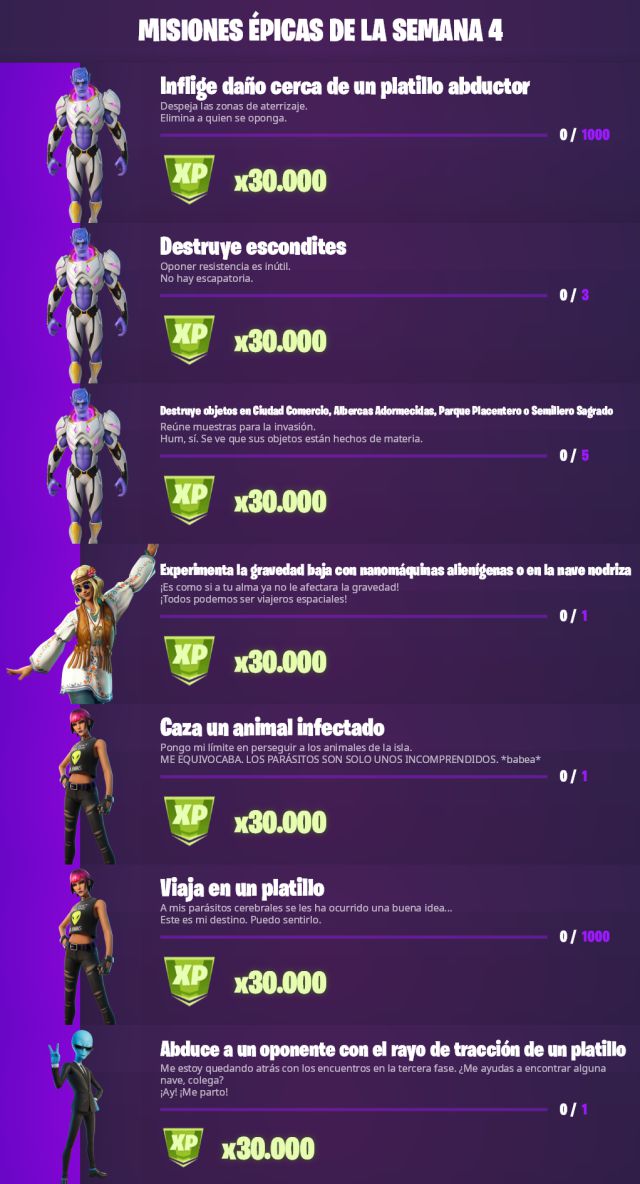 fortnite capitulo 2 temporada 7 desafios misiones filtradas semana 4
