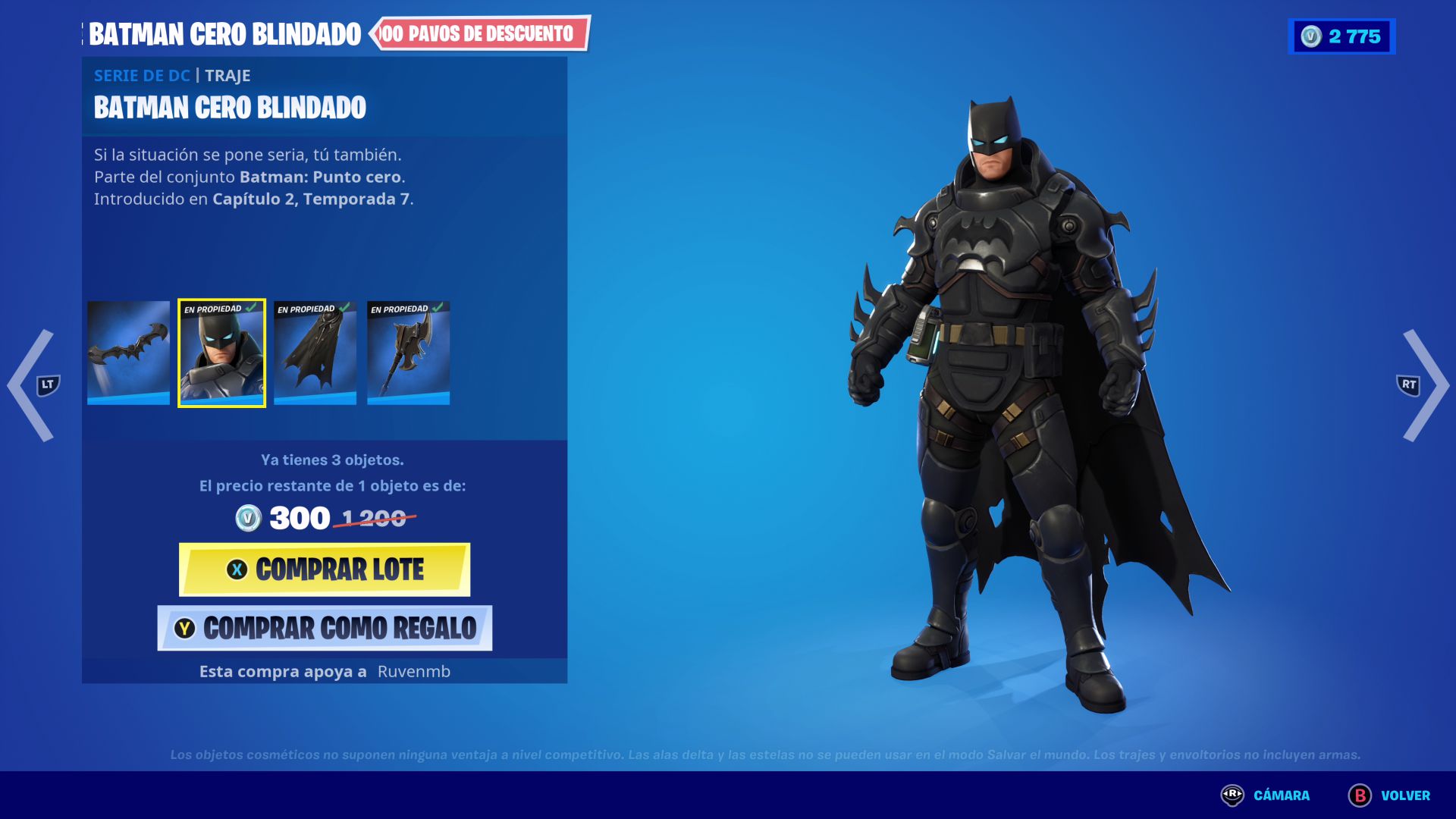 Fortnite: skin Batman Cero Blindado ya en la tienda; precio y contenidos -  MeriStation