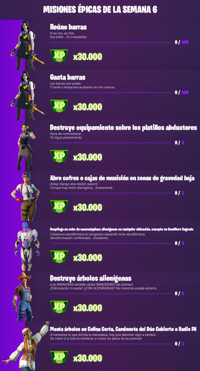 fortnite capitulo 2 temporada 7 desafios misiones filtradas semana 6