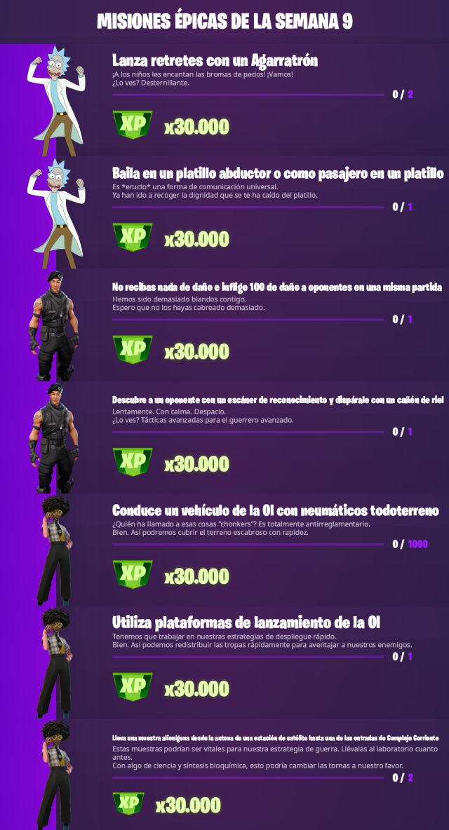 fortnite capitulo 2 temporada 7 desafios misiones filtradas semana 9