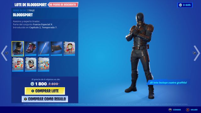 fortnite capitulo 2 temporada 7 skin bloodsport dc comics precio contenidos