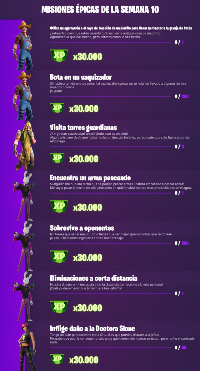 fortnite capitulo 2 temporada 7 desafios misiones filtradas semana 10