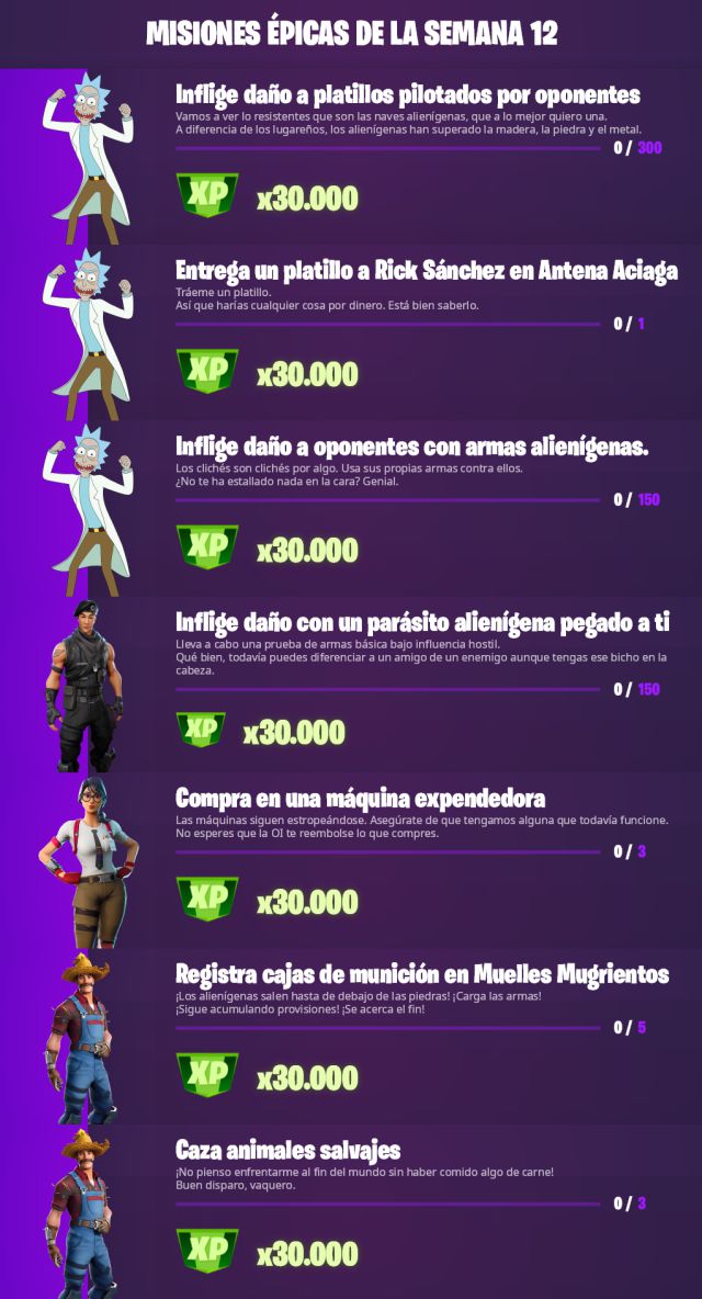 fortnite capitulo 2 temporada 7 desafios misiones filtradas semana 12