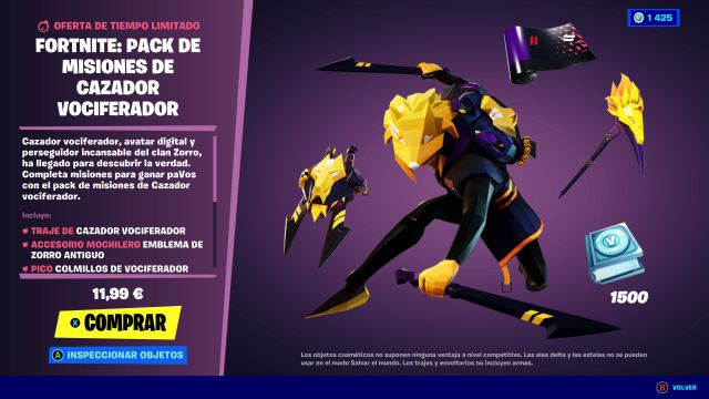 fortnite capitulo 2 temporada 7 pack de misiones cazador vociferador skin vox precio contenidos