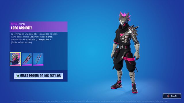 fortnite capitulo 2 temporada 7 skin lobo ardiente club de fortnite septiembre 2021 las primeras sombras