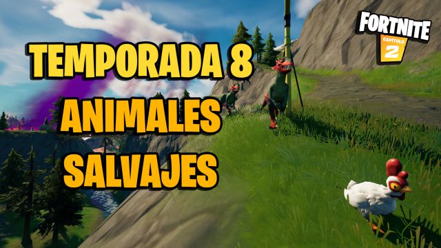 fortnite capitulo 2 temporada 8 animales salvajes cuervos lobos jabalies pollos ranas velocirraptores ubicaciones
