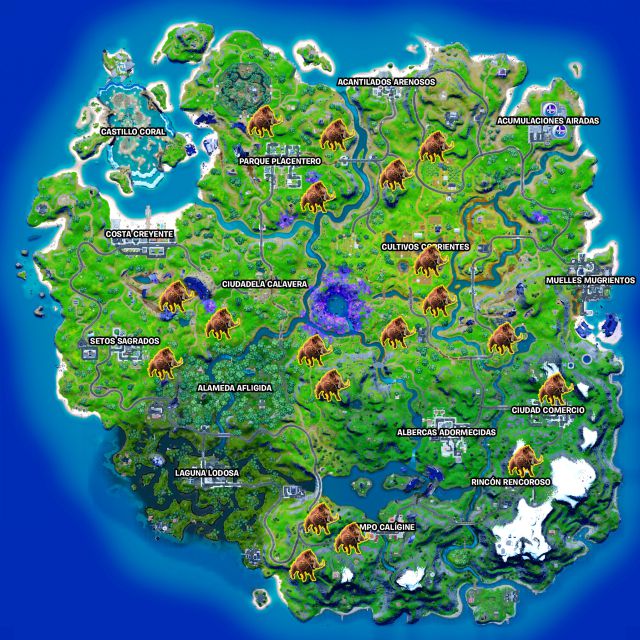 fortnite capitulo 2 temporada 8 animales salvajes jabalies ubicaciones