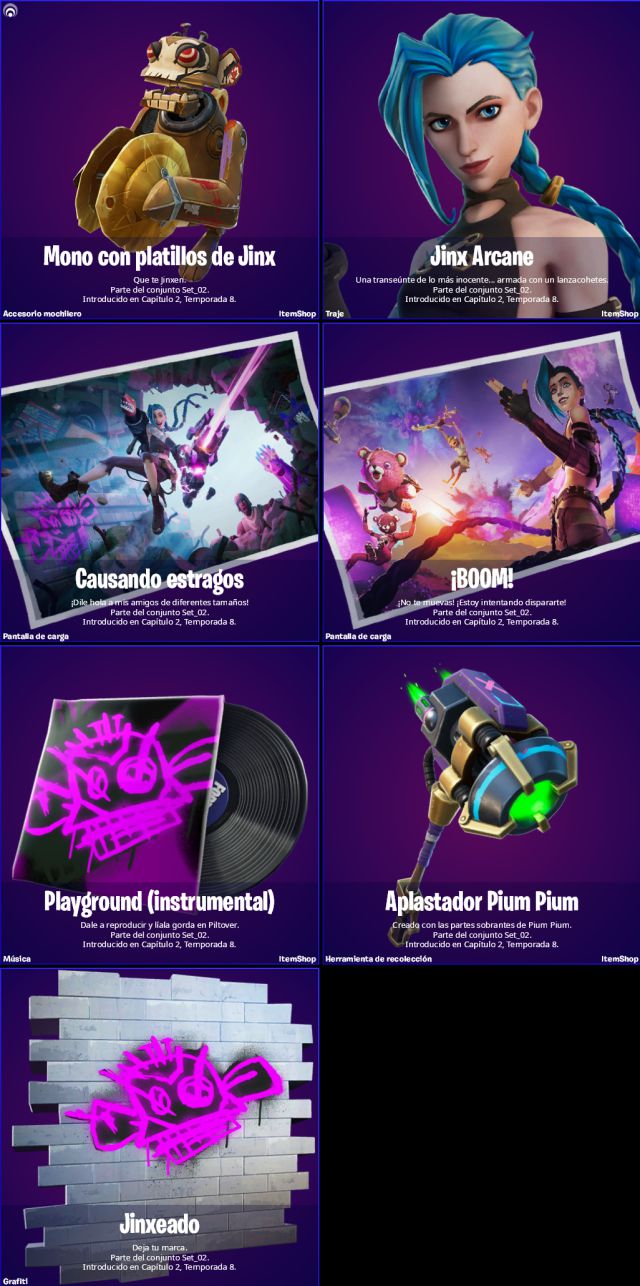 fortnite capitulo 2 temporada 8 skin jinx arcane league of legends