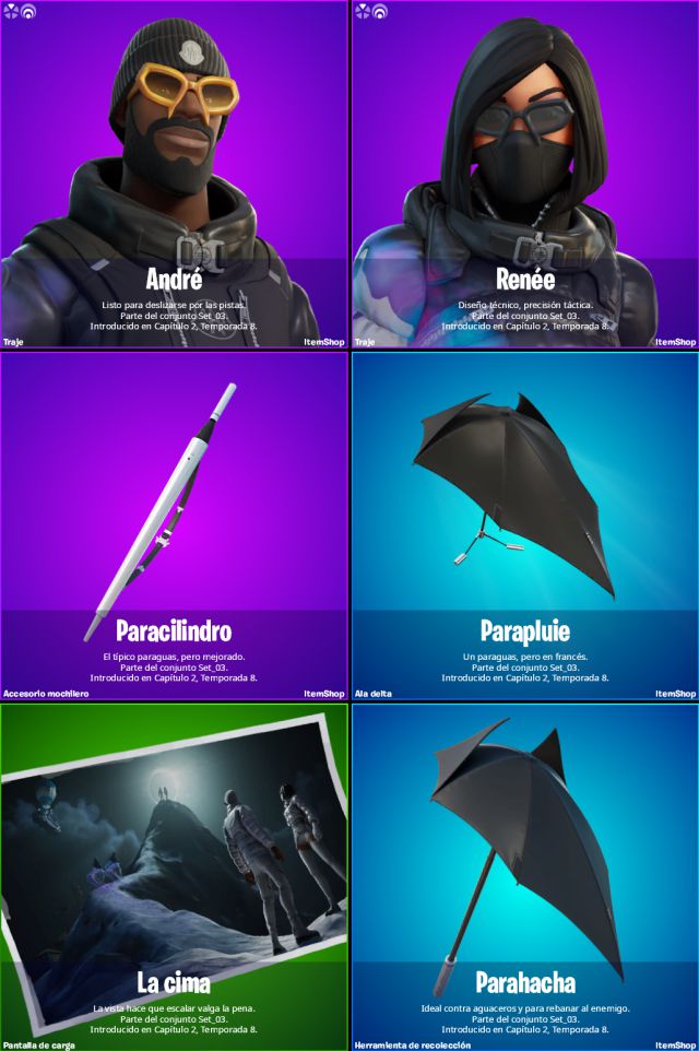 fortnite capitulo 2 temporada 8 moncler colaboracion skins andre renee