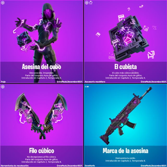 fortnite capitulo 2 temporada 8 skin asesina del cubo club de fortnite diciembre 2021