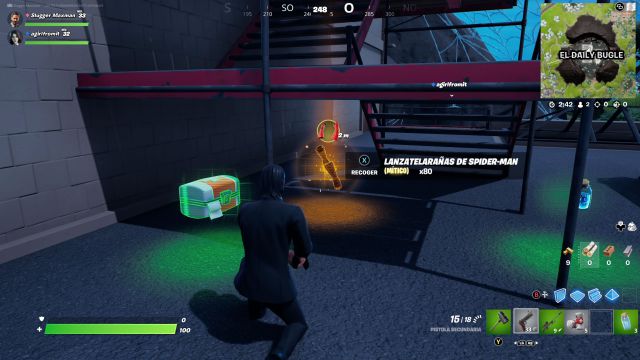 fortnite capitulo 3 temporada 1 lanzatelarañas spiderman spider man objeto mitico donde esta como usarlo